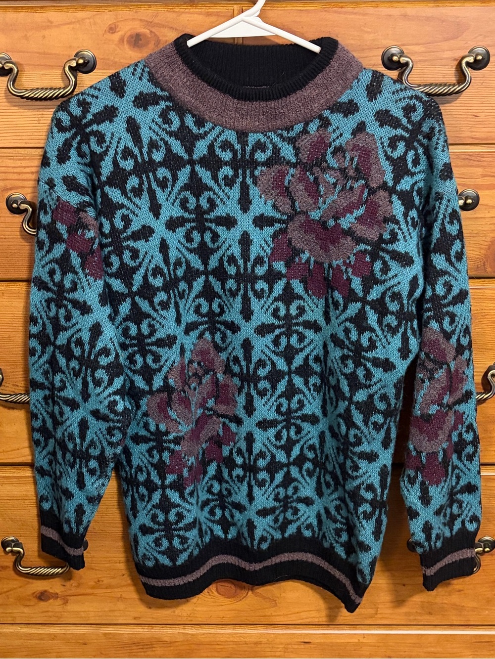 Vintage 80s Carducci Made in Italy Floral Jacquard Sweater